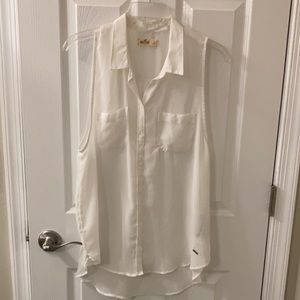 White sheer button down blouse
